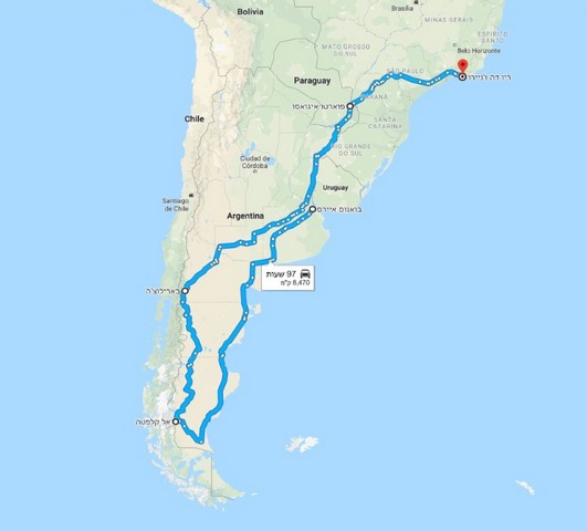 טיול לארגנטינה וברזיל שבועיים, מפה