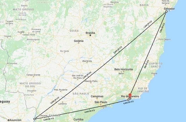 טיול לברזיל ב-10 ימים, מפה