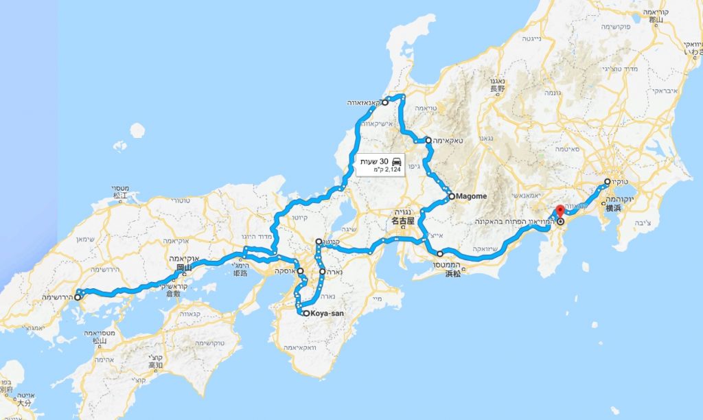 טיולים ביפן לקבצת חברים, מפה