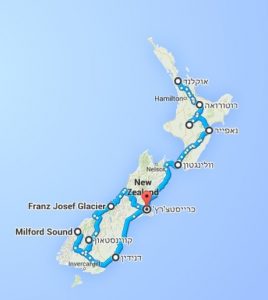 טיול לניו זילנד, מפה
